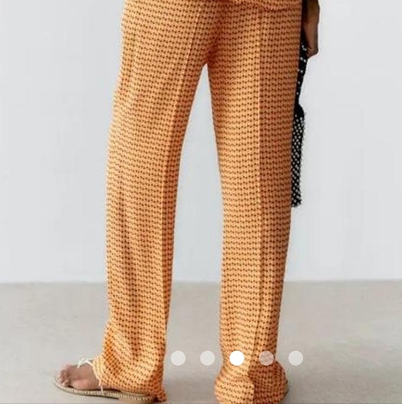NWT Zara Orange Geometric Print Trouser - Picture 3 of 9